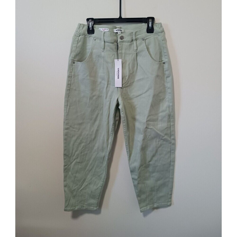 Vigoss High Rise Crop Pants Womens Mint Green Balloon Leg Size 30